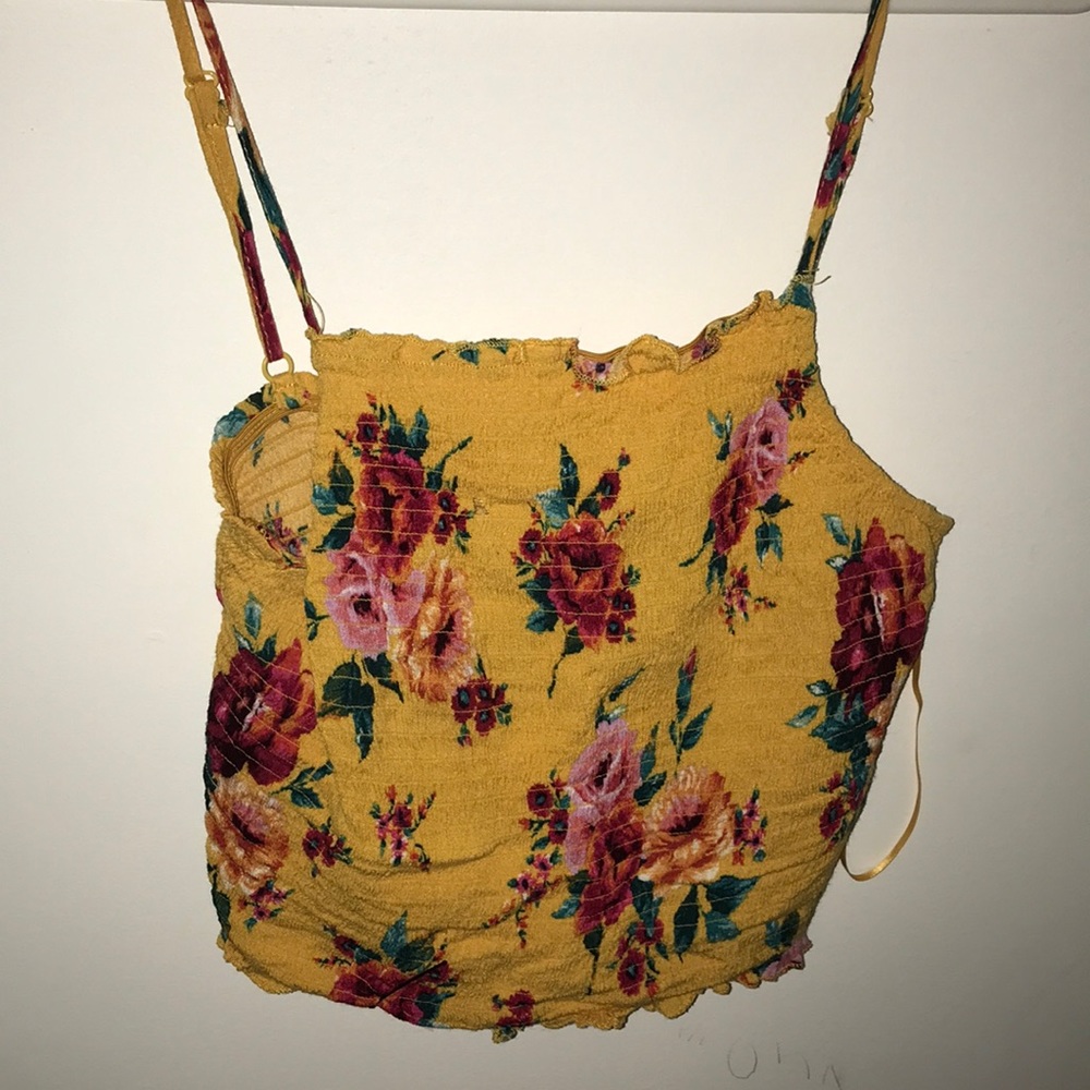 Yellow strap cropped top